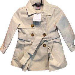 Tahari Baby Girl's Trench Coat Size 18 Months Double Breasted Jacket 