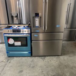 Frigidaire Four Door Refrigerator And Gas Stove 
