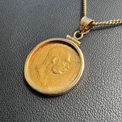 Jewelry 14k solid yellow gold Bezel & Bail 1909 Austria Gold 10 Corona .900 purity coin Pendant charm