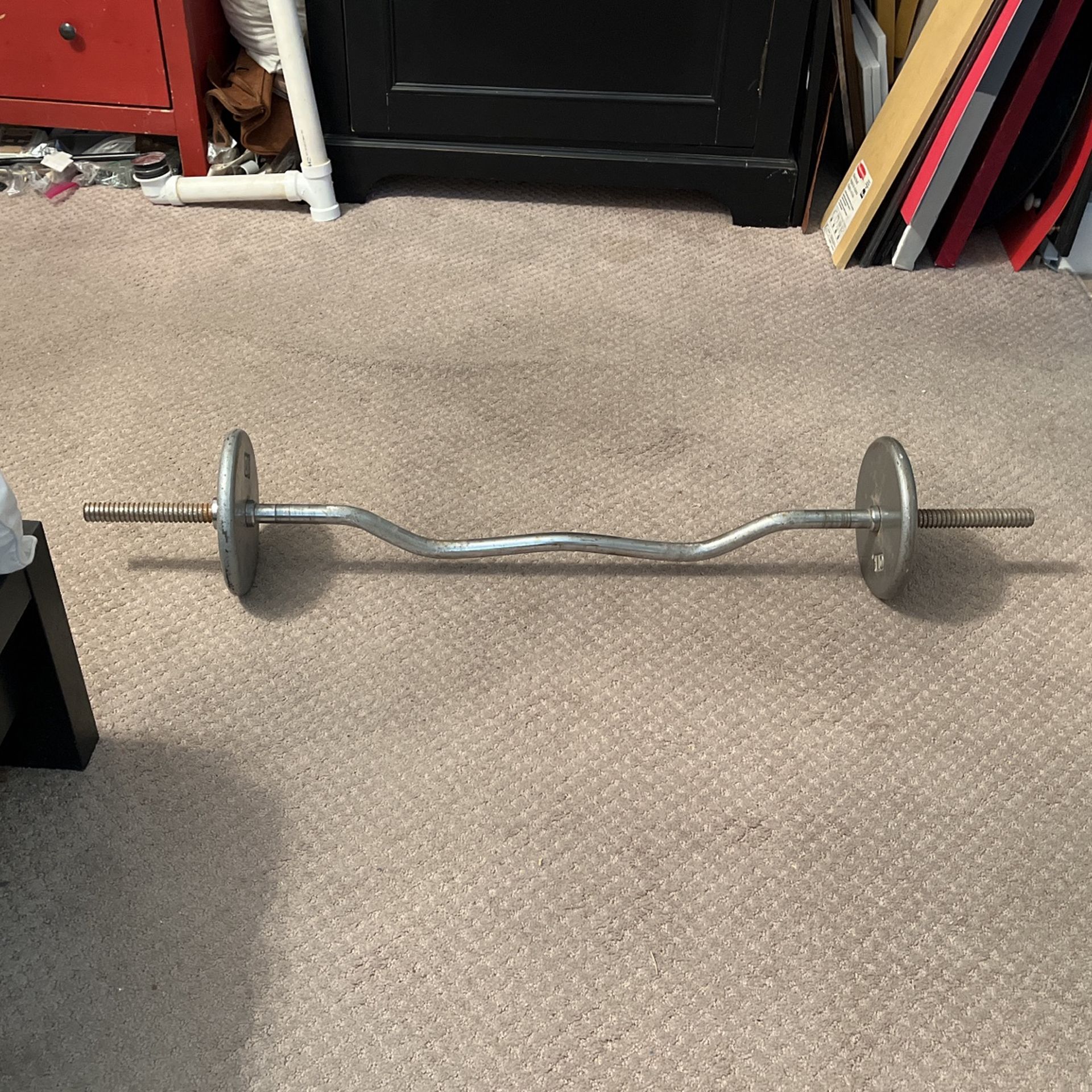 Barbell With Weights For Squats, Lunges and Arms/Shoulders