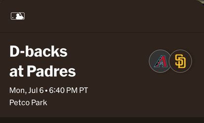 4  Field Level Tickets Padres v Dbacks 7/6