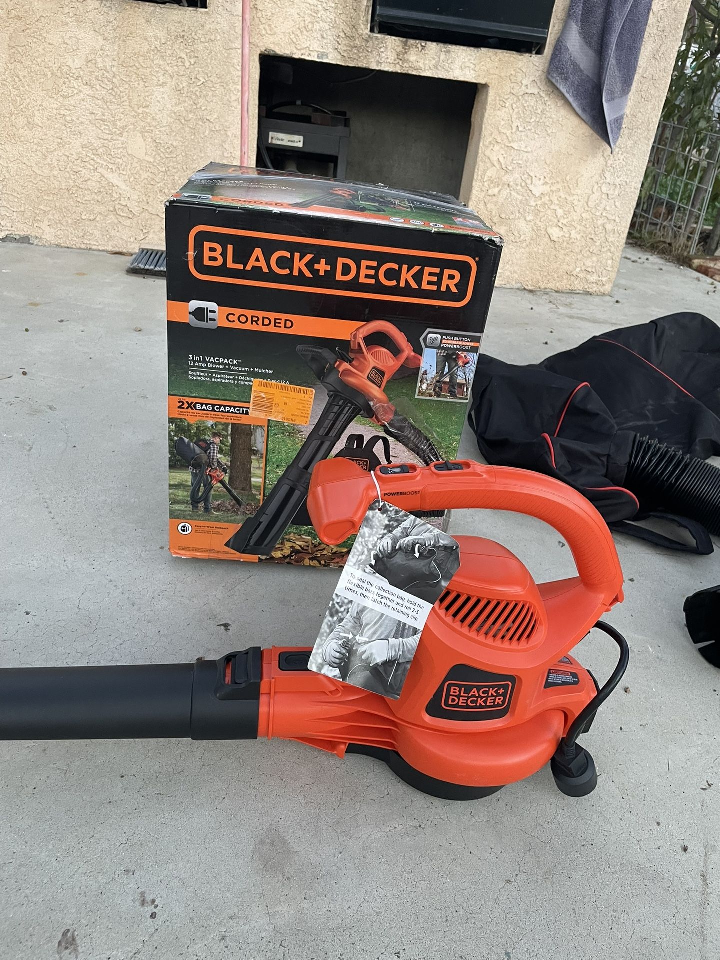 BLACK+DECKER 12 AMP 250 MPH 400 CFM Corded Electric 3-In-1 Backpack Leaf Blower, Vacuum & Mulcher