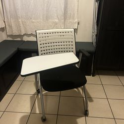 Desk Chair with Flip-Up Tablet Arm & Wheels — Great for Small Spaces!