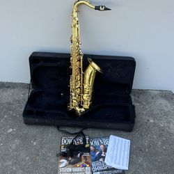 Mendini By Cecilio Tenor Saxophone, E Flat Saxophones w/ Case, Mouthpiece - Gold