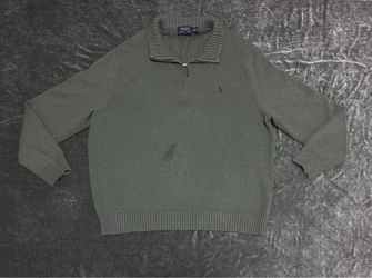 Polo Ralph Lauren Olive Green Knit 1/4 Zip Mock Neck Pullover Sweater Size XXL