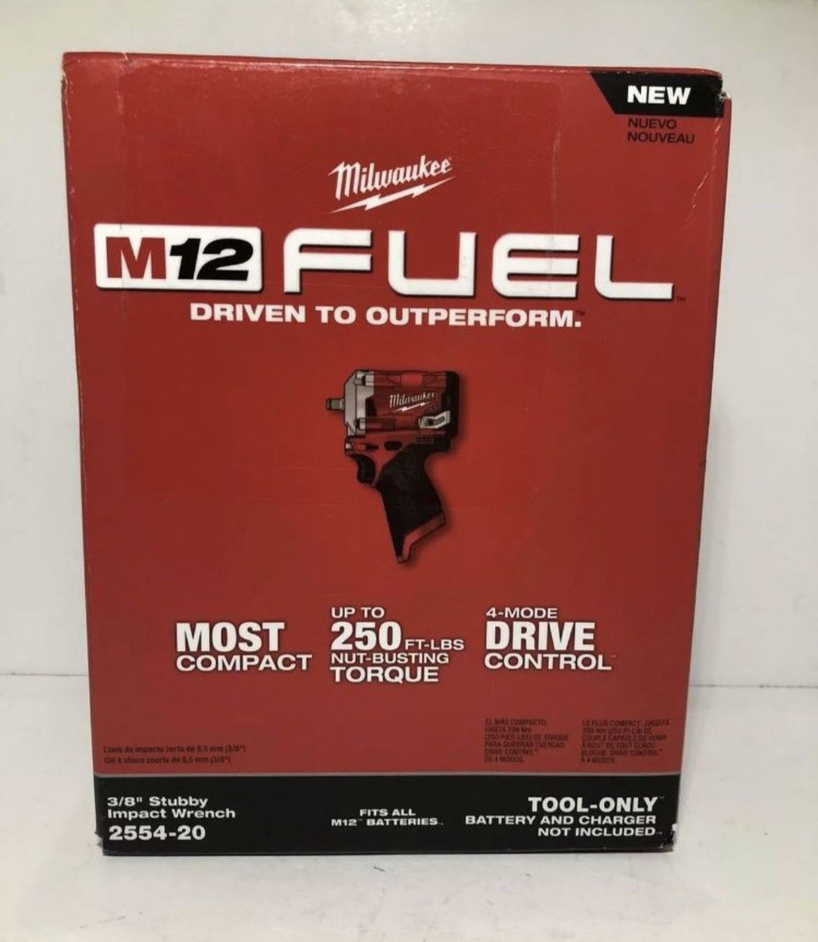 Milwaukee 2554-20 M12 FUEL brushless 3/8 in Dr Stubby Impact Wrench New In Box