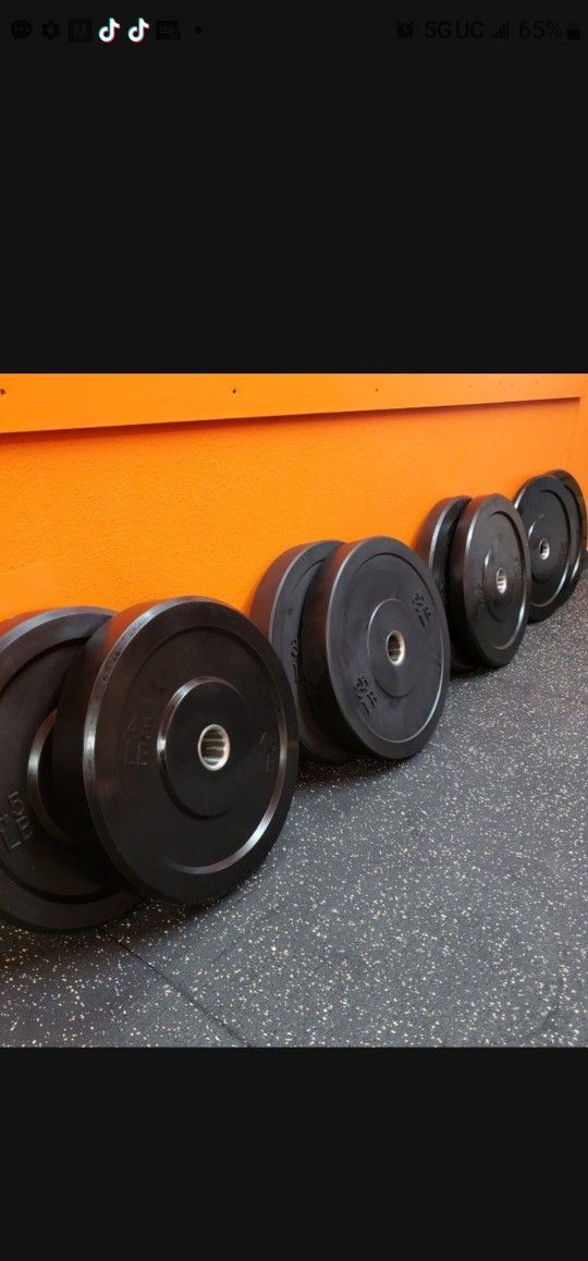 ⚫️ COMPLETE BUMPER PLATES WEIGHT SET PAIRS OF 45s, 35s, 25s,10s. ( BRAND NEW IN THE BOX)