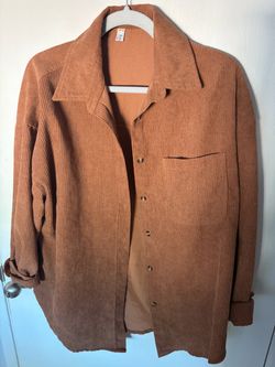 Rust Corduroy Button-Up Shacket