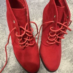 Red Heel Boots Size 7.5