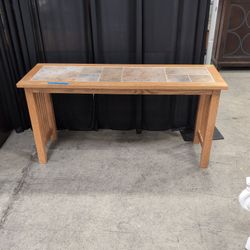 Mission Style Wood Console Table with Tiled Top