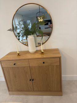 Oak Wood Sideboard Cabinet with Drawers