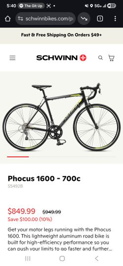Schwinn 700C Phocus 1600 Men's Roadbike, Mate Black