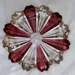 Vintage Cranberry Ruby Flash Glass Cigarette Ashtray 5 1/2”