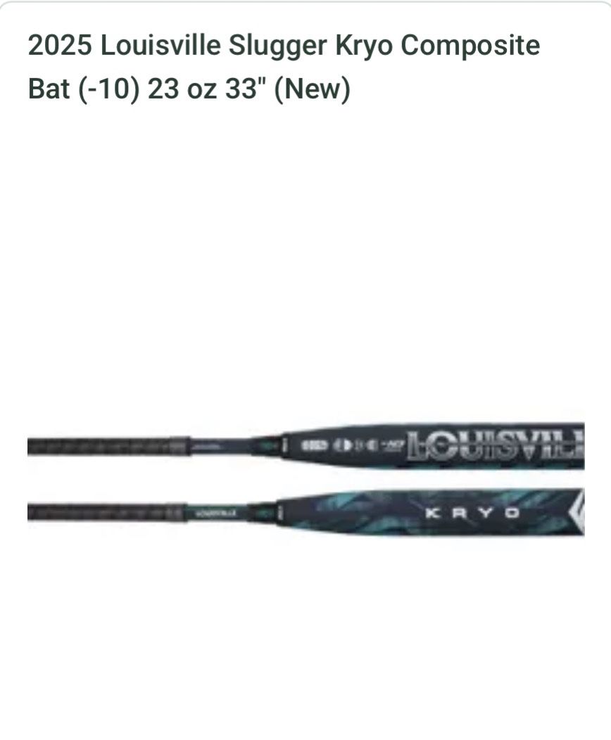 Used 2025 Louisville Slugger Kryo (-10) 33" USSSA Fastpitch Softball Bat $250 obo