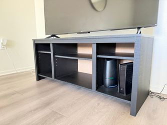 Black TV Stand with Open Shelves