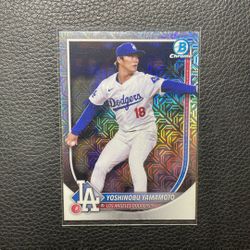 2025 Yoshinobu Yamamoto Bowman Chrome Refractor. Los Angeles Dodgers