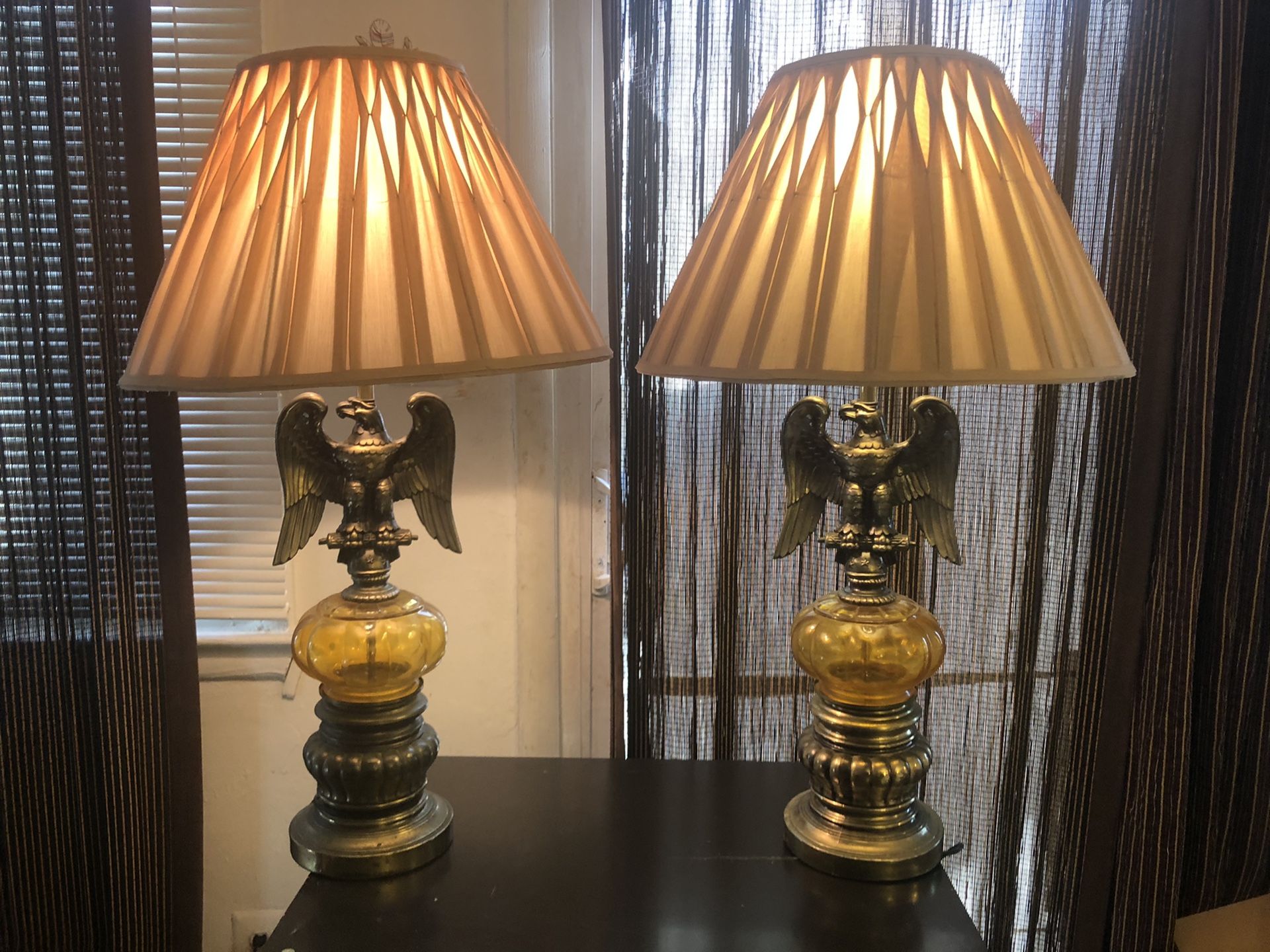 Set of rare vintage antique eagle lamps