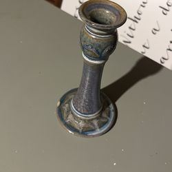 Beautiful Handmade Ceramic Blue Candle Stick 