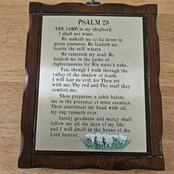 Vintage 1960s Psalm 23 wooden picture frame with metal clip home #bibleinspired