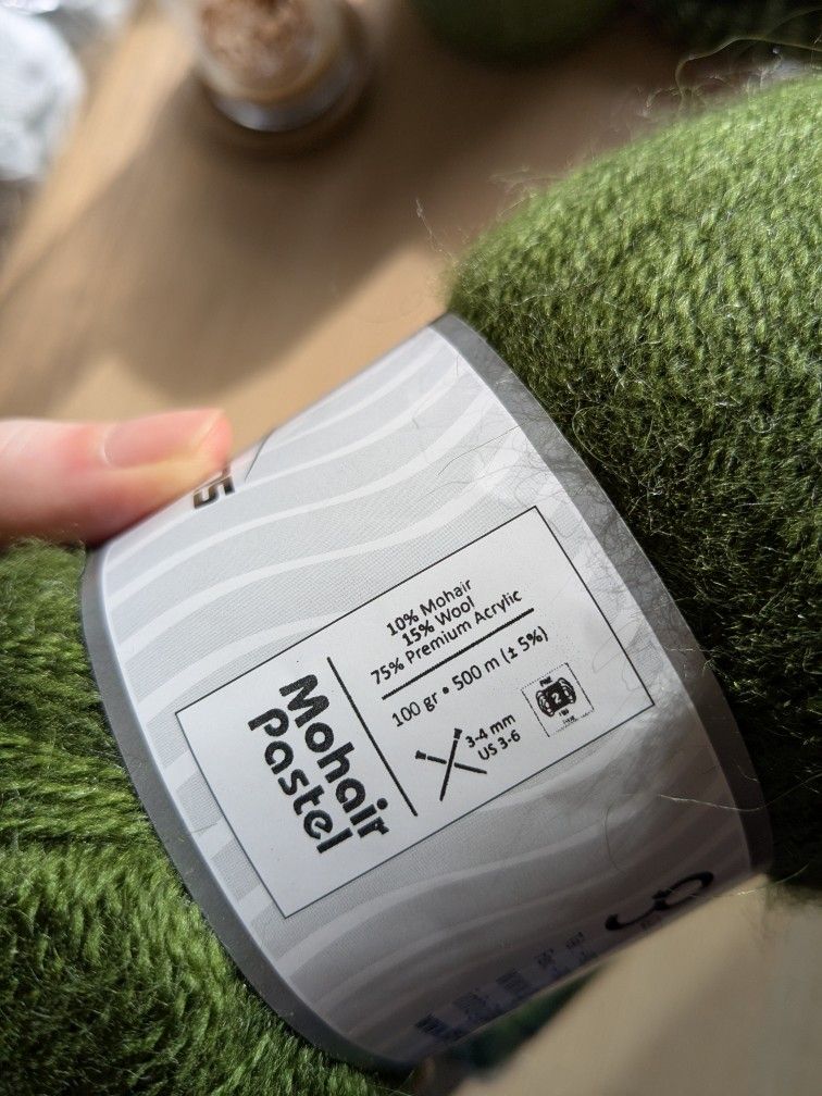 Green Mohair/Wool/Acrylic Blend