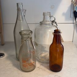 Vintage Jug, Dairy Bottle, Duraglas Textured Bottle, Beer Bottle $15 for all