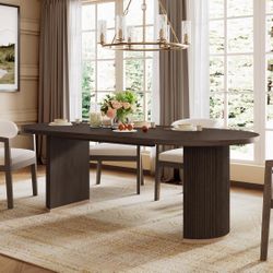 Lancas Oval Top Dining Table - Modern Minimalist Wooden Pedestal Design