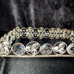 14" Square Jeweled  /Mirrored Tray 