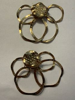 Gold tone hammered multi circle dangle earrings