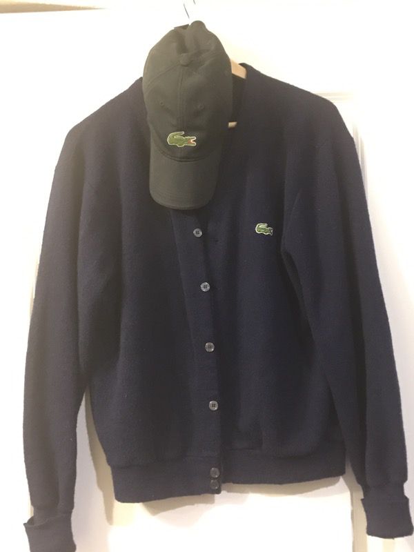 Lacoste cardigan sweater and cap