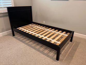 Navy Wood Twin Bed Frame with Headboard