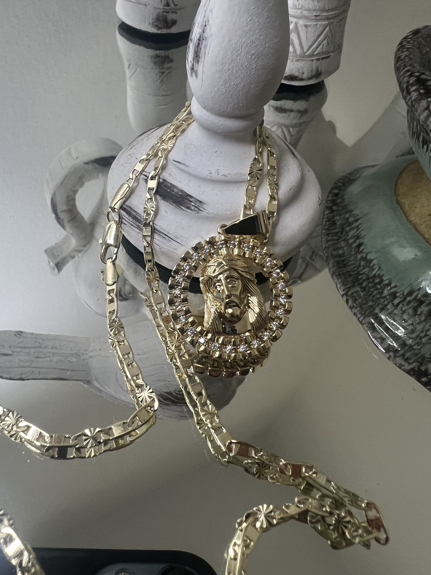 Jesus Gold Plated Pendant With Chain Necklace 20” 3mm