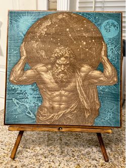 Handmade Atlas Universe Engraved Wood Art - 12x12