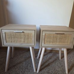 2 Boho/Rattan Nightstands