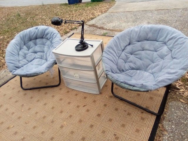 2 Gray Chairs +Dresser +Lamp  25.00