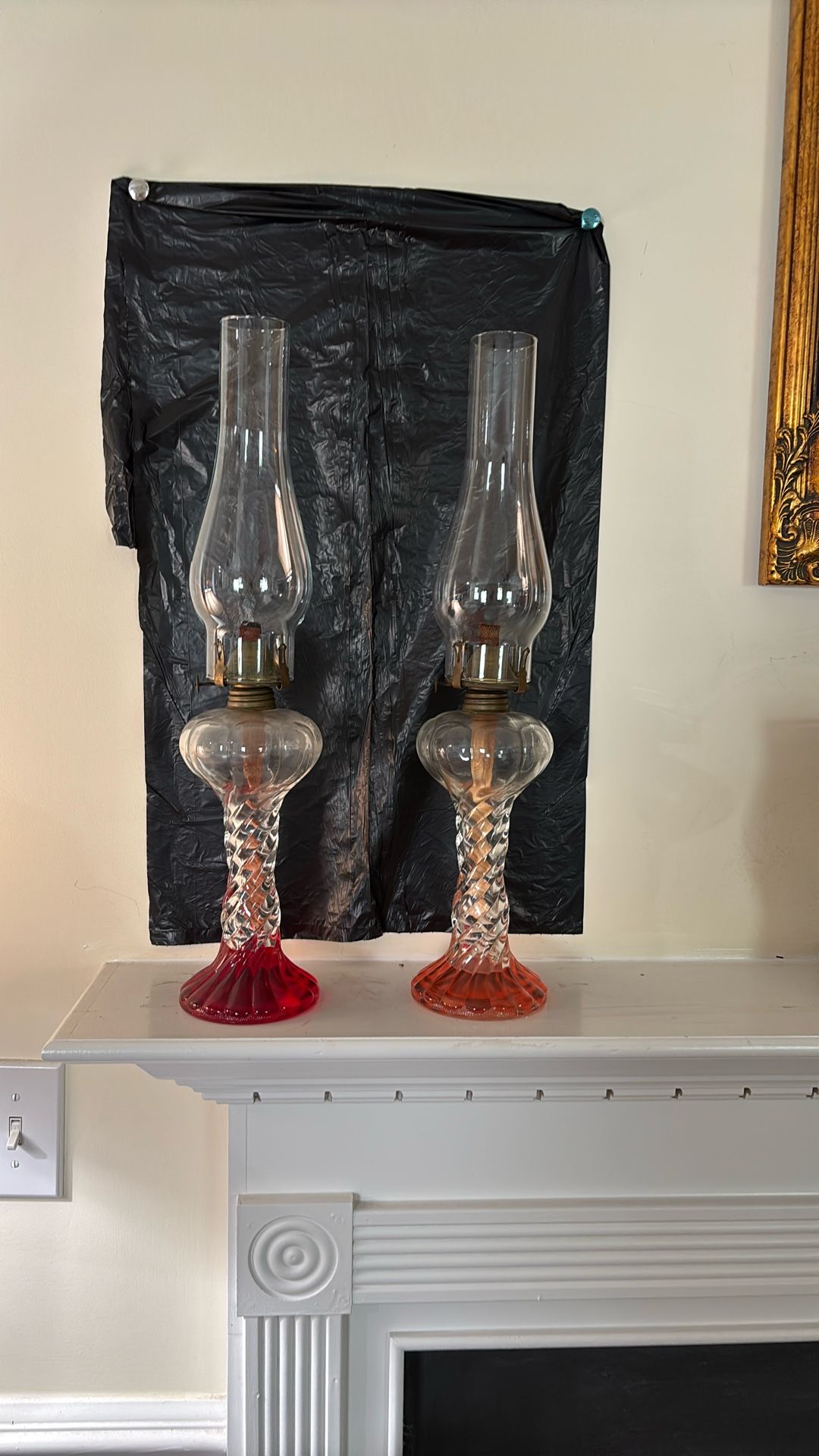 Vintage Oil Lamps 20 Inches Tall Rare!