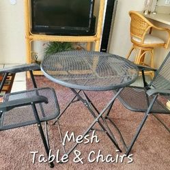 Bistro Table And Chairs Steel Mesh Construction