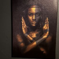 MOVING EVERY THING MUST GO SALE! Poster Printed Golden Fashion Black Woman Portrait