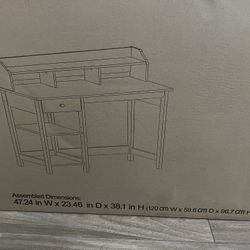 Saint Birch Finley Teak 47-inch White Writing Desk with Hutch