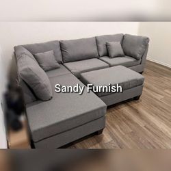 Gray Sectional sofa 4Pc with ottoman