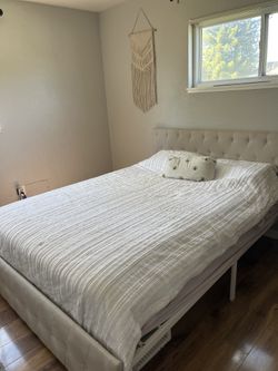Queen size bed and mattress
