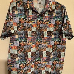 Vintage Walt Disney World Button Up Men's XL Mickey Mouse Collage Hawaiian Shirt