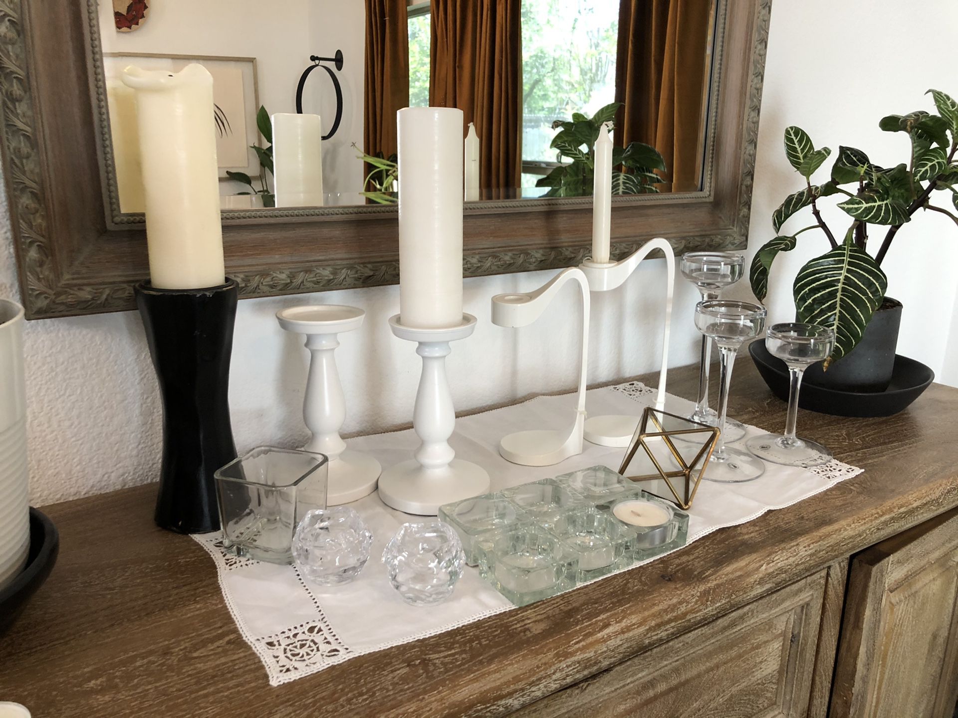 Candle Holders - White, Black, Gold, Glass Various Sizes