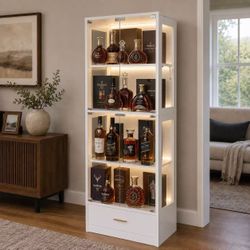 New In Box Tempered Glass Heavy Duty Collectible Memorabilia Display Cabinet Stand With LED Light 
