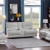 Brand New 2 Piece White Leather Power Reclining Sofa and Love Seat Set