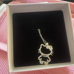 Silver And Swarovski Crystal Hello Kitty Necklace