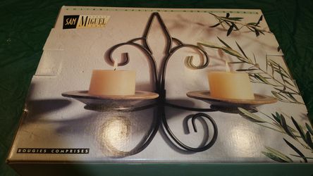 NIB San Miguel iron double candle decorative wall scone includes candles