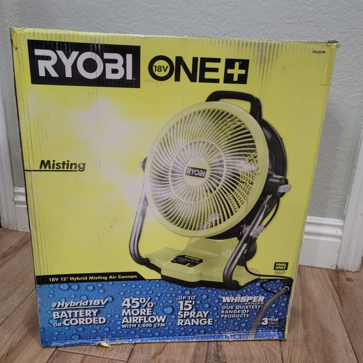 RYOBIONE+ 18V Cordless Hybrid WHISPER SERIES 14 in. Air Cannon Fan (Tool Only)