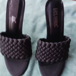 Black Slip-on With Heels Size 8 Womens