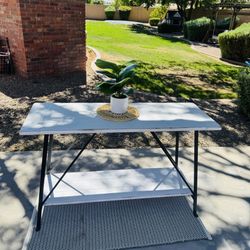 Modern Farmhouse Dual Shelf Console/Entryway Table with Metal Frame