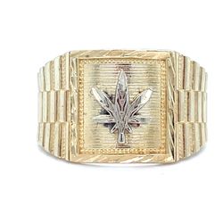 10Kt Two Tone Weed Ring 4.50g Size 9 192040/12